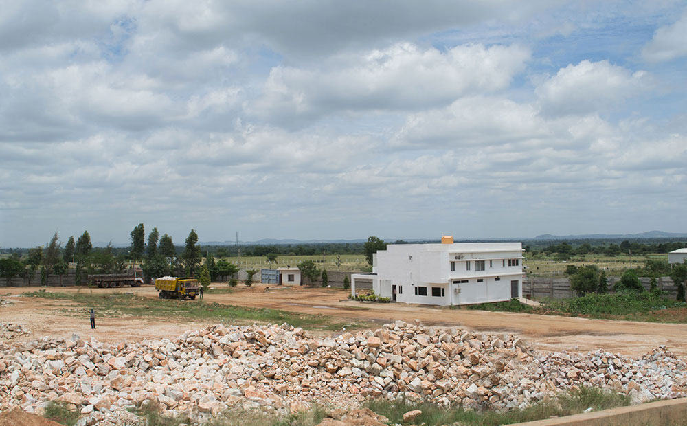 Raw-material stockyard at Rishi Minerals